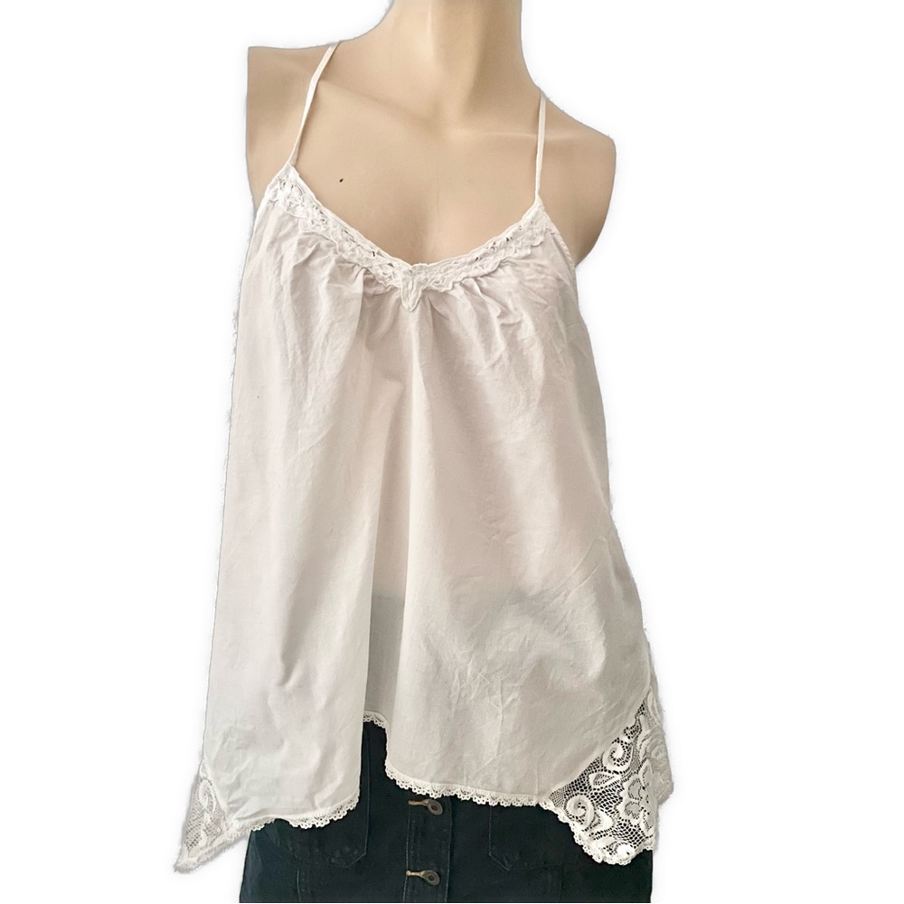 Linea Donatella - White Lace Trim Camisole- L